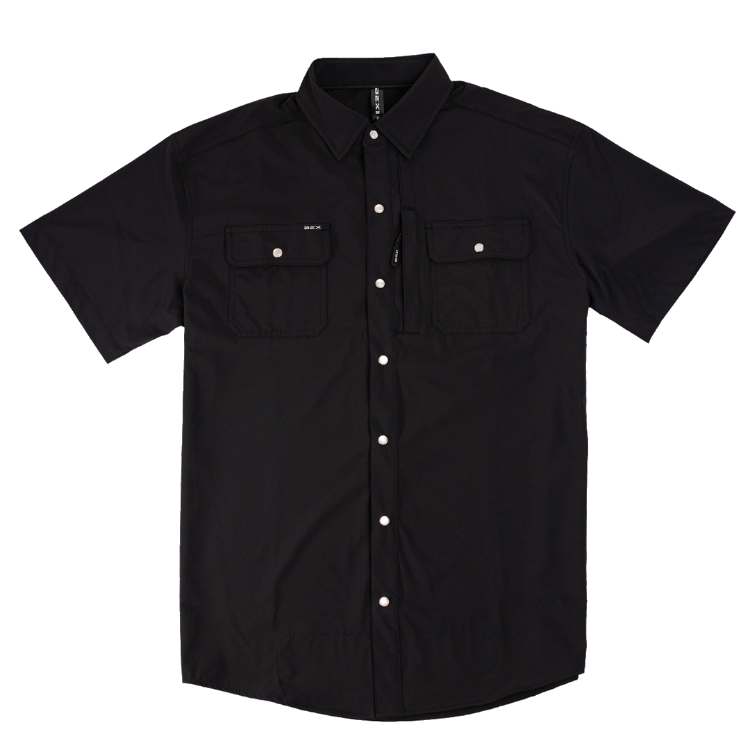 mens black short sleeve dress shirt VERSA SHORT SLEEVE SHIRT Black / 2XL